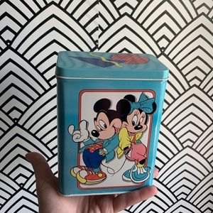 Retro Mickey and Minnie 80s collectible Tin container Disney Rare design!